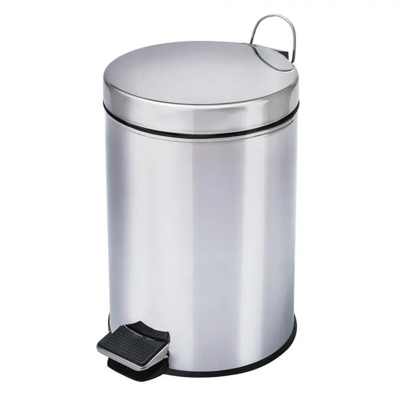 Lixeira inox redonda c/pedal 8l. polido Gruplast