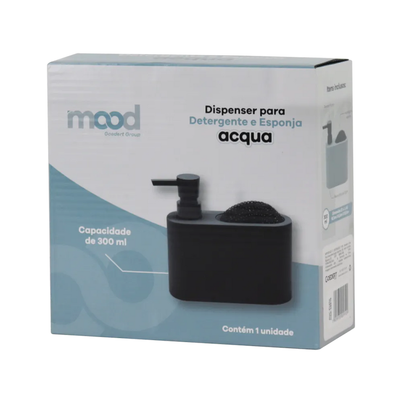 Dispenser p/ detergente e esponja cinza Acqua – Mood