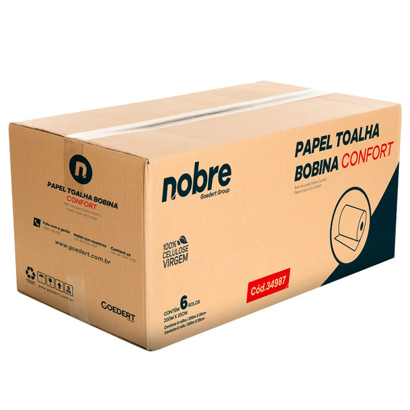 Papel Toalha Bobina - Comfort - 20cm x 200m - c/ 6 unid. - Nobre