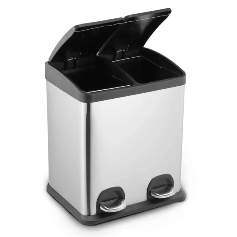 Lixeira inox c/pedal 2 compartimentos de 15l. escovado