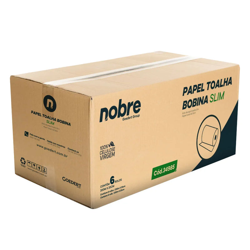 Papel Toalha Bobina Slim - 20cm x 200m - c/ 6unid. - Nobre