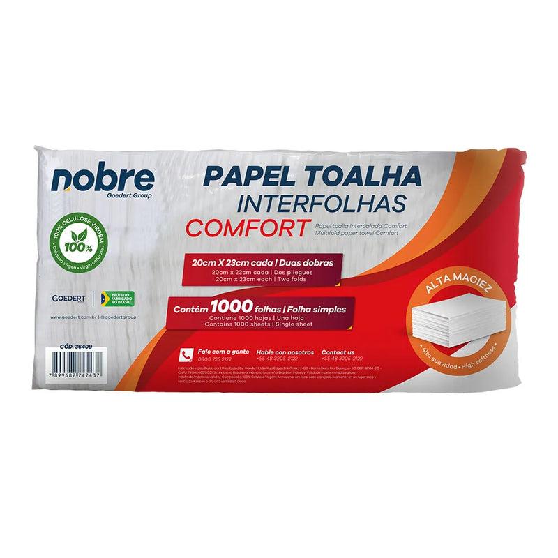 Papel Toalha Interfolhas Comfort - 20x23cm - c/1000fls - Nobre