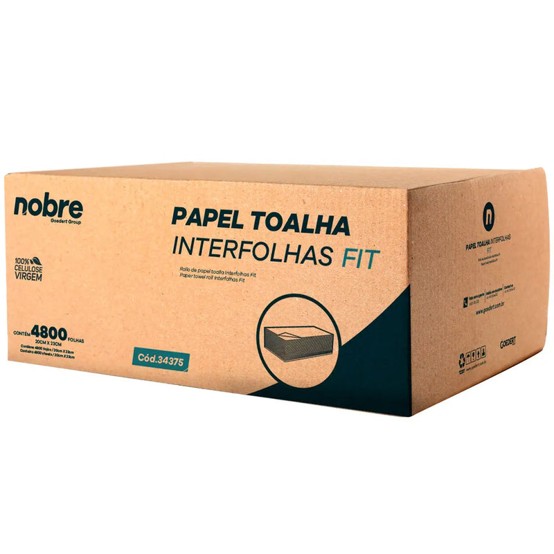 Papel toalha interfolha c/4800fls. 20x23cm. 2D. (celulose virgem) Fit - Nobre