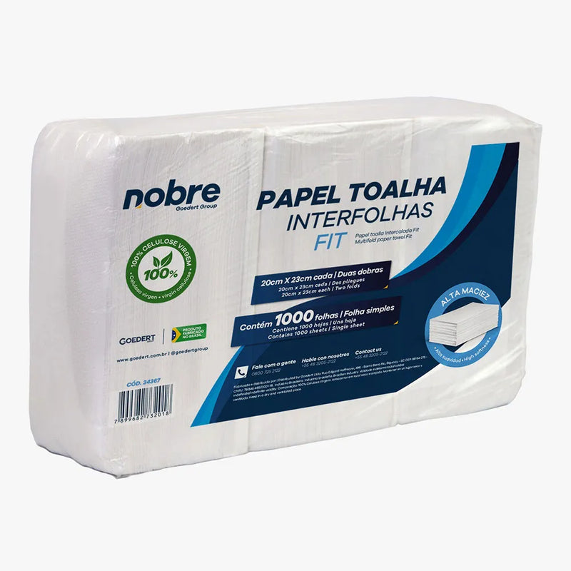 Papel Toalha Interfolhas Fit - 20x23cm - c/ 1000fls - Nobre