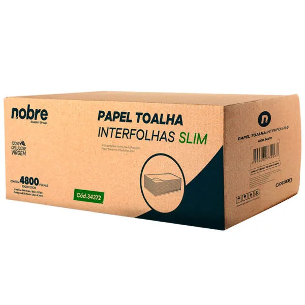 Papel Toalha Interfolhas Slim - 20x20cm - c/ 4800fls - Nobre