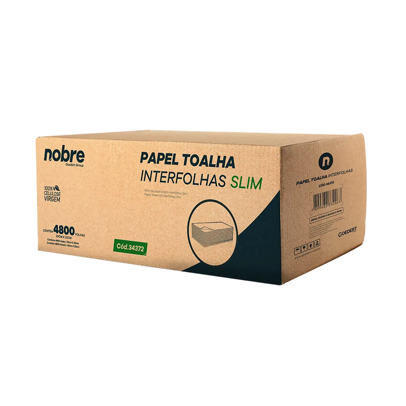 Papel Toalha Interfolhas Slim - 20x20cm - c/ 4800fls - Nobre