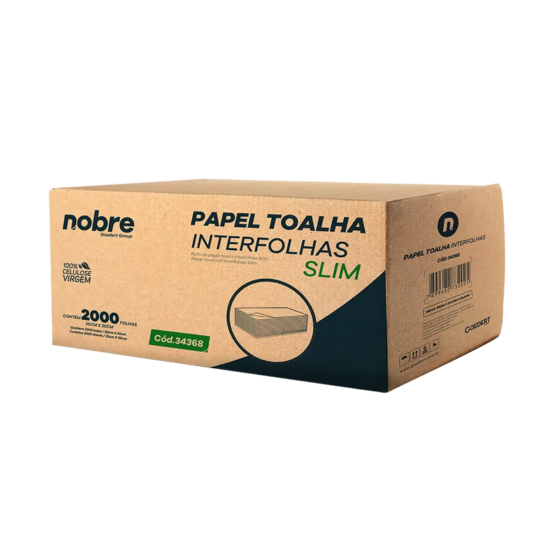 Papel Toalha Interfolhas Slim - 20x20cm - c/ 2000fls - Nobre