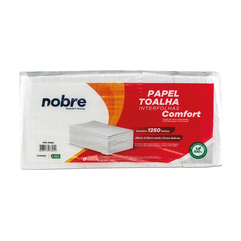 Papel Toalha Interfolha Comfort- 100% celulose virgem - 20x22cm - c/1250fls - Nobre